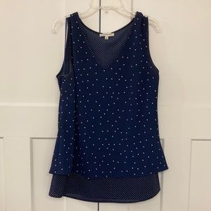 Skies Are Blue navy polka-dot tank blouse size med